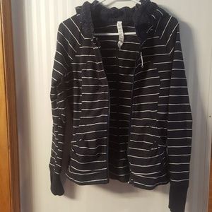 Lululemon navy stripe zip jacket with hood